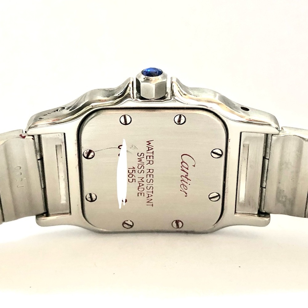 CARTIER SANTOS GALBEE 24mm Quartz Steel 1.09TCW Diamond Watch Blue Numerals - Picture 5 of 7